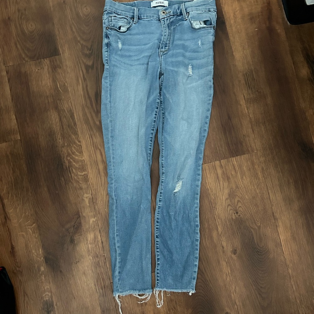 Pistola Light Blue Distressed Ankle Jeans